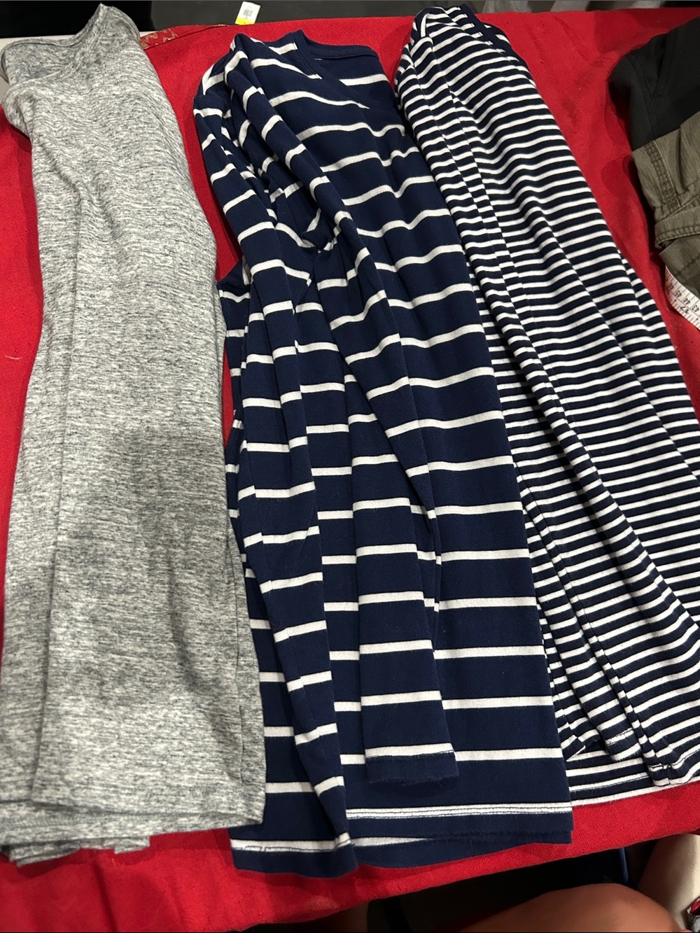 Striped Navy & White Long Sleeve Tops (Set of 2) + Gray Tee